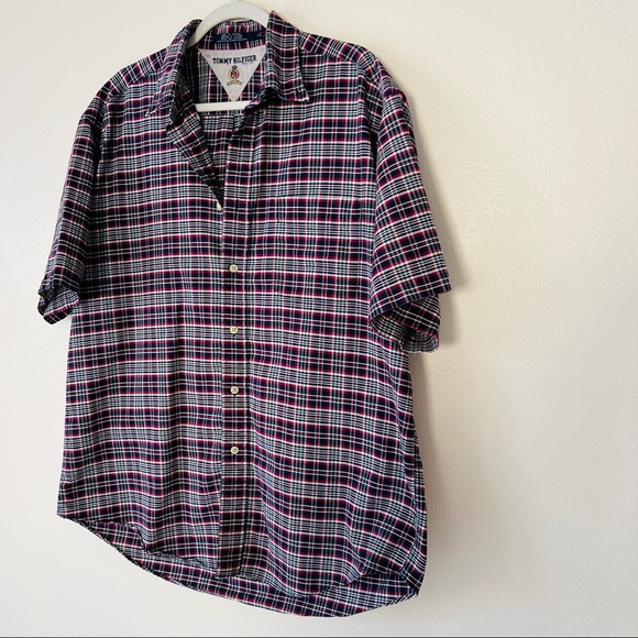 Vintage TOMMY HILFIGER plaid short sleeve button down shirt - Picture 5 of 5